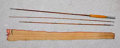 3 Pcs. Split Bamboo Vintage Fishing Rod W/South Bend Sock • $18.99