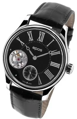 Epos Swiss Men's Watch Black Leather Automatic Wrist Watch 3369 • $929.99