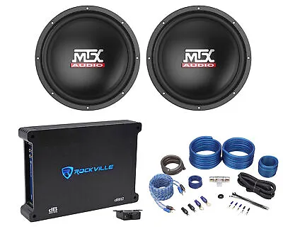 (2) MTX Terminator TN12-04 12” 800w Car Audio Subwoofers+Mono Amplifier+Amp Kit • $264.85