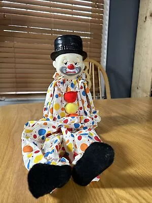 Vintage Large Shelf Sitting Clown Doll Hobo Clown Fabric Body 26  Long • $11