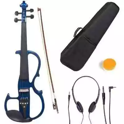 Cecilio 4/4 CEVN-2BL Electric/Silent Violin With Ebony Fittings In Blue Metallic • $133