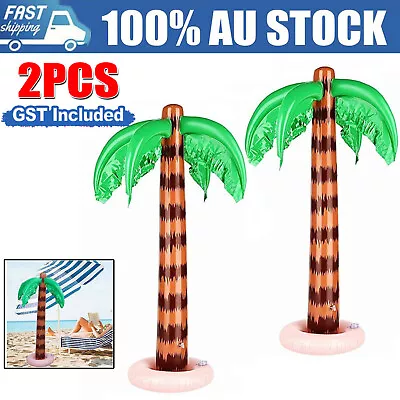 2Pcs Palm Tree Hawaiian Party Supplies Beach Pool Decor Blow Up 90cm Inflatable • $17.99