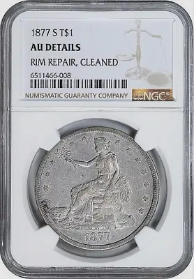 1877-S US Trade Dollar Silver Coin San Francisco Mint NGC AU-Details • $309.51