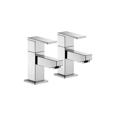 Pura Bloque Pair Of Bath Pillar Taps In Chrome • £150