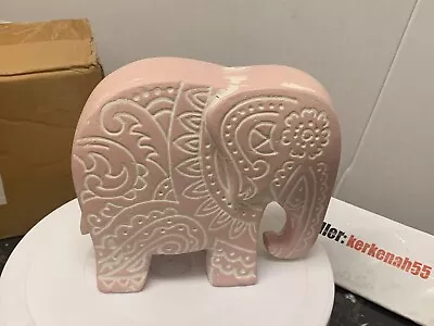£16 • Buy NEXT Pink Elephant Ornament Sculpture Engraved Floral Ethnic GIFT RARE