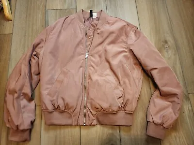 H&M Divided Light Pink Bomber Warm Zipper Jacket Size Medium Womens • $9