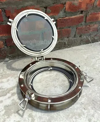 12  Canal Boat Porthole Window Silver Nickel Finish Door Window Glass Porthole • $124.60