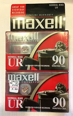 Maxell UR 90 Minutes Blank Audio Cassette Tapes Normal Bias NEW SEALED Lot Of 2  • $7.97
