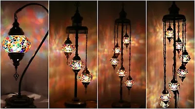 £28.49 • Buy New 1/3/5/7 Glass Turkish Moroccan Style Glass Floor/Table Lamp - UK Certified