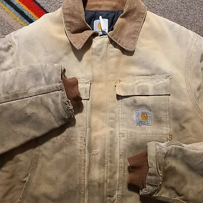 Vintage Carhartt Coat Adult Large 24x30 Arctic Quilt Lined Work Jacket • $45