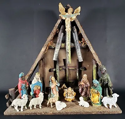 Vintage Nativity Set Christmas Manger Scene W/ Angel Made In Italy • $79.99