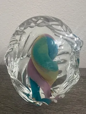 Rollin Karg Multicolored Faceted X-LARGE Art Glass Paperweight SIGNED Mint! • $51