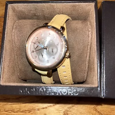 MICHAEL KORS LADIES MK2406 RoseGOLD CASE ACRYLIC FACE WRAP AROUND WATCH EUC • $26