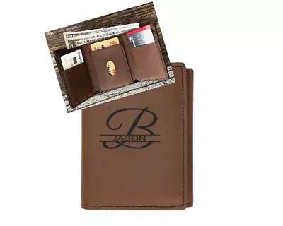 Mens Wallet PersonalizedTrifold Wallet RFID Protective Wallet Gift For Dad • $24