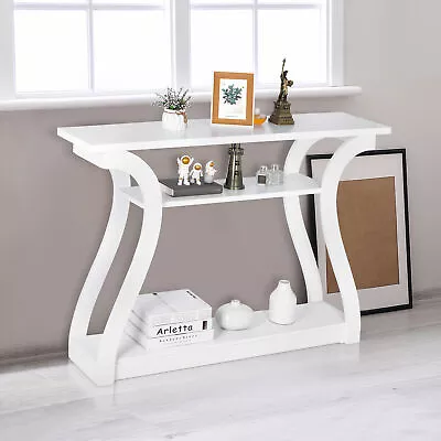 47  Accent Table Console Table Porch Side Table Curved Hallway Living Room White • $71.58