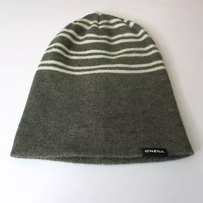 O'Neill Beanie Men's One Size Striped Olive Grey Knit Winter Hat Cap • $8.99