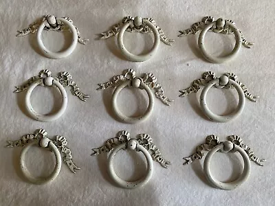 White Vintage Ornate Drawer Pull Handles.  Lot Of 9.  Used • $20