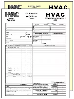100 Hvac Work Order Invoice - 2 Part Carbonless Form • $41