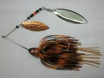 MUSKIE SPINNERBAIT 3/4 Oz  HOT CRAW With NICKEL WILLOW & HAMMERED COPPER WILLOW • $6.79