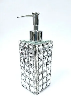 New Clear Glass Mirrorsquare Mosaiccrystals Soap Dispenserchrome Silver Pump • $92.25