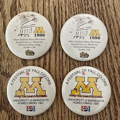 University Of Minnesota Homecoming Button/Pin 2 1/4” 1990 1991 Lot Of 4 • $20