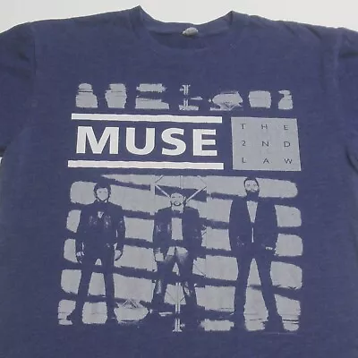 Muse T-Shirt The 2nd Law Rock Music Band Members Print Blue Mens Medium • $15