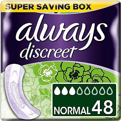 £10.77 • Buy Always Discreet Incontinence Pads Women, Normal, 48 Moderate Absorbency Pads (1