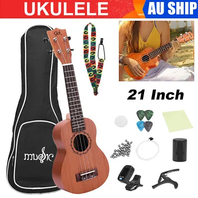 $42.85 • Buy 21  Soprano Ukulele Mahogany Ukelele Hawaii Guitar Carry Bag Tuner Pick Beginner