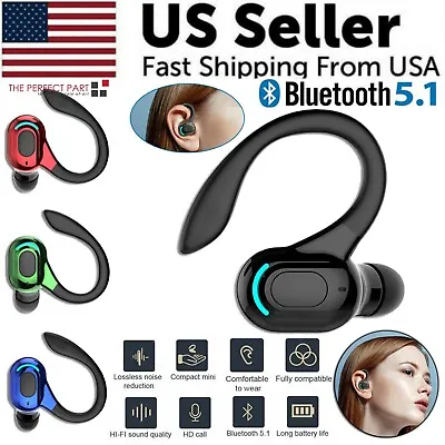New Bluetooth 5.1 Headset Wireless Earbuds Earphones Stereo Headphones Ear Hook • $8.59