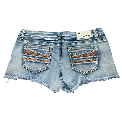 Grace In LA Shorts Womens Size 30 Cutoff Denim Jean Embellished Sequins Bling • $24