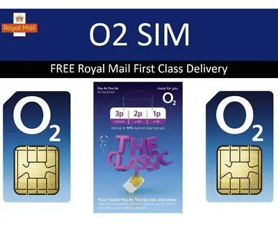 O2 Classic Sim Card Pay As You Go Classic ONLY 20p Standard Micro Nano NEW STOCK • £1