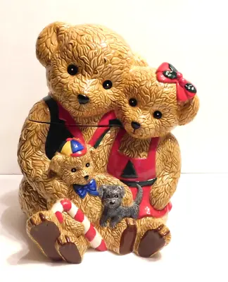 Vintage Teddy Bear Family  Celebrate The Season  Cookie Jar Appears A+ Unused • $32