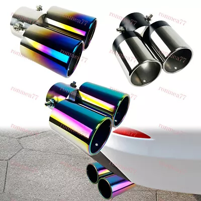1PCS NEW Auto Dual Exhaust Pipe Tailpipe Stainless Steel Tail Muffler Tip Throat • $18.21