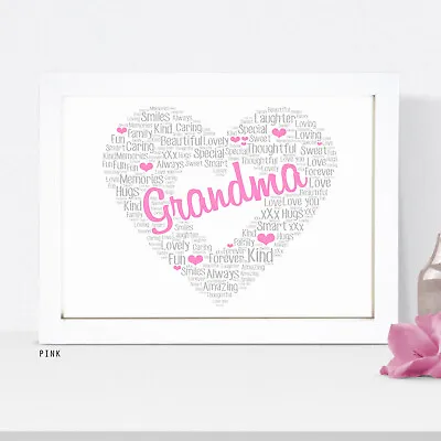 Personalised Grandma Nan Nanny Framed Print Gift Wall Art Present Birthday Gifts • £13.49