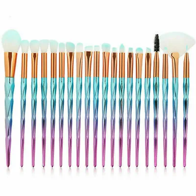 20PCS Eye Make-up Brushes Diamond Unicorn Eyebrow Blending Brush Blue/Pink Set • $17.46