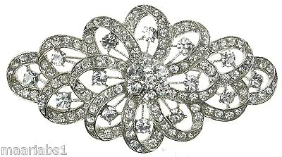 Silver Diamante Rhinestone Flower Brooch Shoe Cake Bridal Pin Jewellery- New  Uk • £7.99