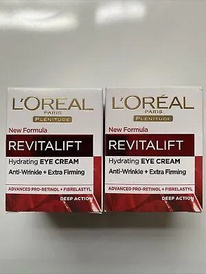 2 X L'Oreal Paris Revitalift Anti Wrinkle+Firming Pro Retinol Eye Cream 15ml X 2 • £12.99