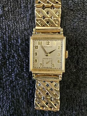 Vintage Hamilton Solid 14K Gold Mens Watch-Runs • $499.99