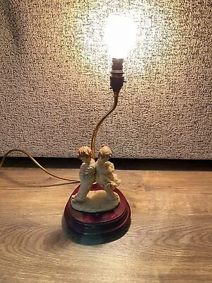 CAPODIMONTE LAMP SIGNED BRUNO MERLI FLORENCE 1982 BOY & GIRL Leaning • £29.99