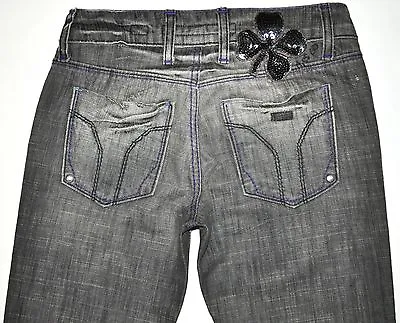 Miss Sixty Women's Eden Gray Factory Distressed Straight Dirty Jeans 24 X 30 EUC • $35.99