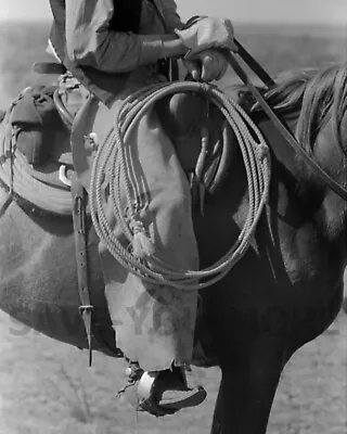 Photograph Vintage COWBOYS Chaps Boots Spurs In Stirrups Montana Old West 8x10  • $7.99