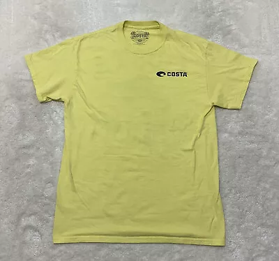 Costa Del Mar Mens Size M Short Sleeve Crew Neck Yellow T-Shirt Back Graphic  • $14.99