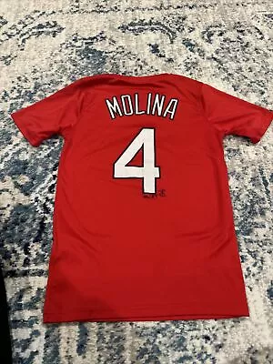 MLB St Louis Cardinals Yth M 10/12 Molina 4 Shirt Red • $7
