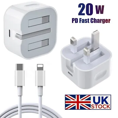 For IPhone 14 13 12 Pro Max 11 Fast Charging 20W USB-C PD Plug Charger Adapter • £2.98