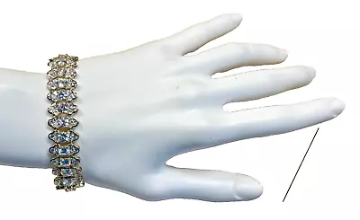 Vintage 7.25” 925 Sterling Silver CZ Rhinestone .5” Tennis Bracelet Signed DBJ • $123