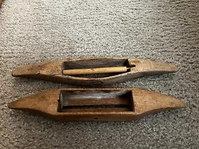 2 Antique Vntg Wooden Industrial Textile Mill Weaving Loom Shuttle Boat Bobbins • $15.43