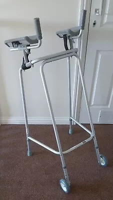 Wheeled Trough Forearm Wheeled Zimmer Frame Walker Height Adjustable. Immaculate • £79.99