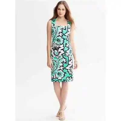 Banana Republic Milly Square Neckline Eden Rock Tropical Sheath Dress Size 2 • £42.75