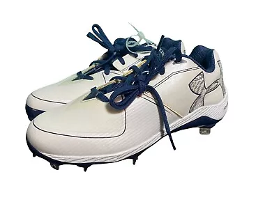 Under Armour White Blue Metal Softball Cleats Size 9 Womens • $35