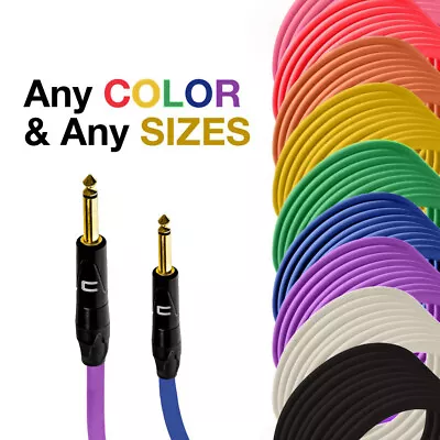 1/4  TS Male Mono Unbalanced Cable - Custom Length Color Premium Connector Cord • $33.99